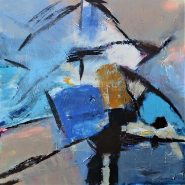 Painting titled "architecture bleue" by Ar Bilbo, Original Artwork, Acrylic Mounted on Wood Stretcher frame