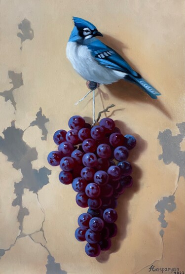 Картина под названием "Still life with bir…" - Ara Gasparyan, Подлинное произведение искусства, Масло Установлен на Деревянн…