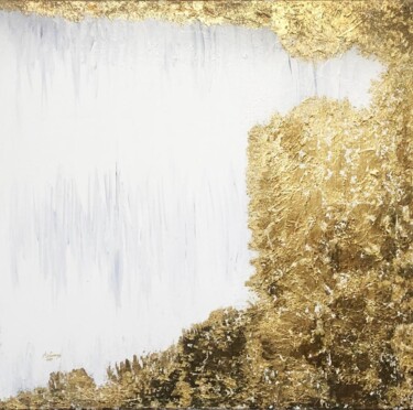 Painting titled "Golden Rock" by Ara Lamnis, Original Artwork, Acrylic