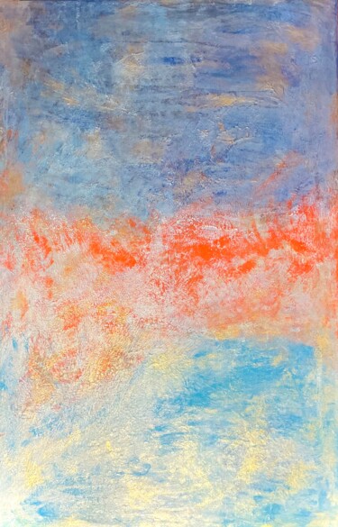 Painting titled "Ocean At Sunset" by Ara Lamnis, Original Artwork, Acrylic
