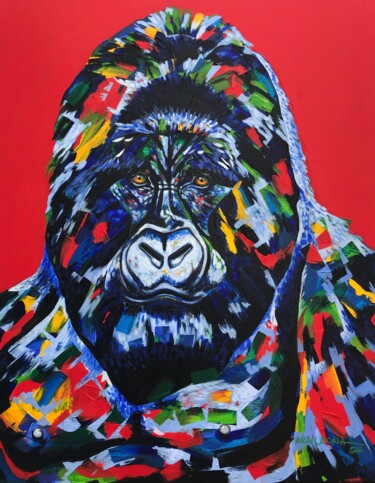Painting titled "Gorila" by Ara De-Leon, Original Artwork, Acrylic