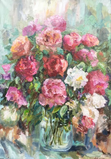 Peinture intitulée "Розовая мазурка" par Nadezhda Arakelian, Œuvre d'art originale, Huile