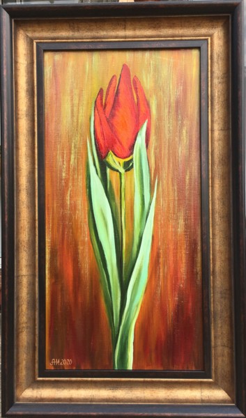 Картина под названием "Fan-Fan Tulips" - Надежда Аракелян, Подлинное произведение искусства, Масло