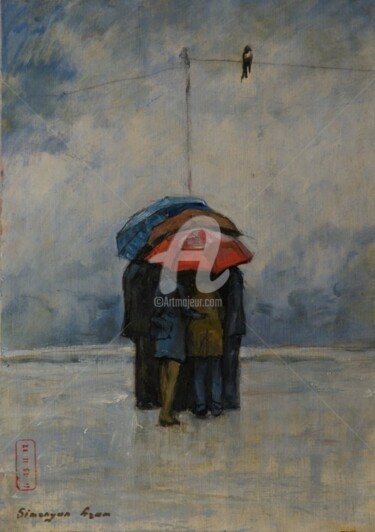 Painting titled ",,Дождь,," by Aram Simonyan, Original Artwork, Oil