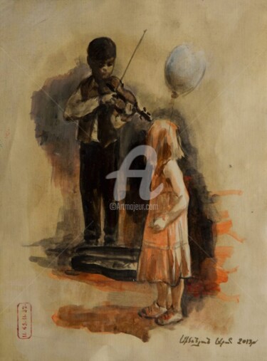 Peinture intitulée ",,Музыкант,," par Aram Simonyan, Œuvre d'art originale, Autre