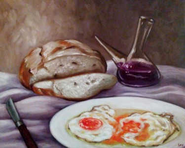 Painting titled "Vino violeta" by Susana Aranda Valero, Original Artwork, Oil