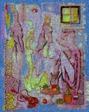 Painting titled "Women Takes Bath" by Ararat Mamigonian, Original Artwork