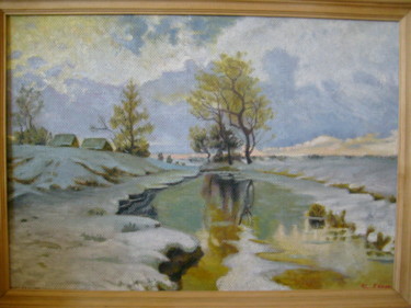Painting titled "Early spring" by Artyom Ukhov, Original Artwork, Oil