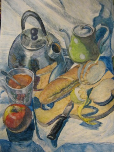 Pintura intitulada "Breakfast" por Artyom Ukhov, Obras de arte originais, Óleo