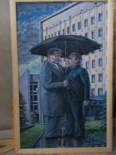Painting titled "The two party leade…" by Artyom Ukhov, Original Artwork, Acrylic