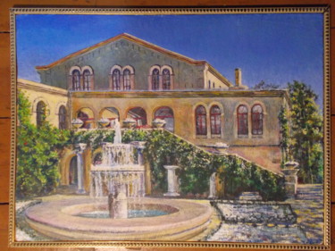 Painting titled "Fountain in Cherson…" by Artyom Ukhov, Original Artwork, Acrylic