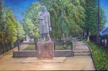 Painting titled "The monument of poe…" by Artyom Ukhov, Original Artwork, Oil