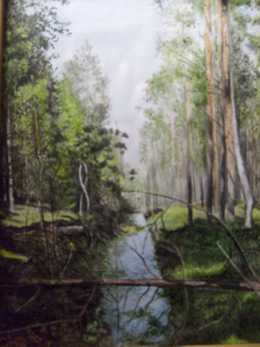 Pittura intitolato "Forest brook (origi…" da Artyom Ukhov, Opera d'arte originale, Acquarello