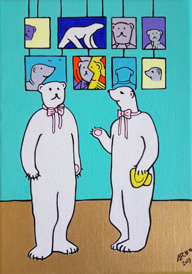 Painting titled "LA RENCONTRE ou HOM…" by Arbo, Original Artwork, Acrylic