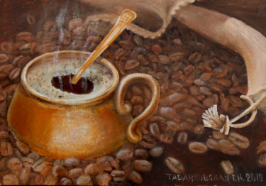 Painting titled "Кофе горячий и в зё…" by Tabachkovskaia, Original Artwork, Oil