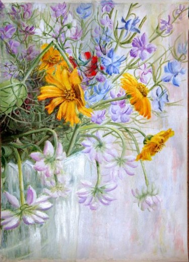 Painting titled "Цветы июня." by Tabachkovskaia, Original Artwork, Oil