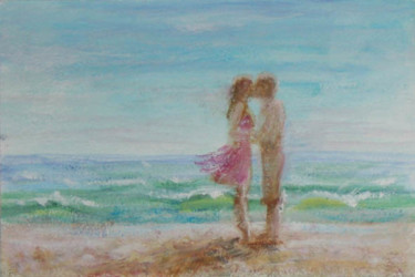 Painting titled "Две тени на песке.j…" by Tabachkovskaia, Original Artwork, Oil