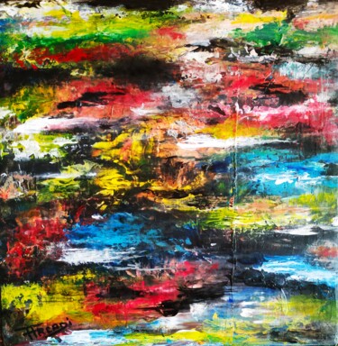 Painting titled "ABSTRACT-232" by Dominique Arcadipane (ARCADI), Original Artwork, Acrylic Mounted on Wood Stretcher frame