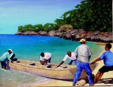 Pintura titulada "Retour de Pêche" por Dominique Arcadipane (ARCADI), Obra de arte original