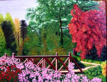 Painting titled "Le petit pont" by Dominique Arcadipane (ARCADI), Original Artwork