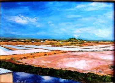 Painting titled "Salins au Portugal" by Dominique Arcadipane (ARCADI), Original Artwork