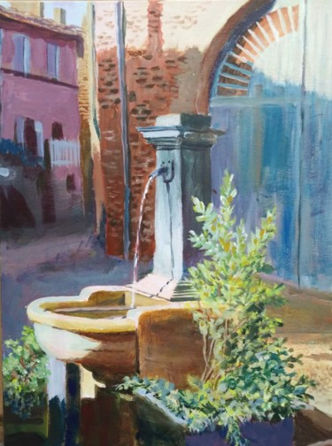 Painting titled "fontaine-gaillac.jpg" by Claude Arcambal, Original Artwork, Acrylic