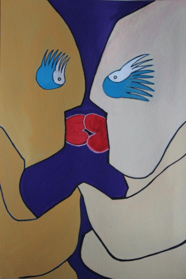 Pittura intitolato "il bacio" da Arcangelo Gentile, Opera d'arte originale, Acrilico