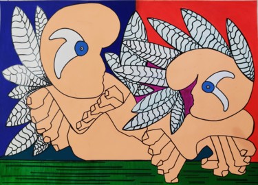 Pittura intitolato "I 2 angeli" da Arcangelo Gentile, Opera d'arte originale, Acrilico