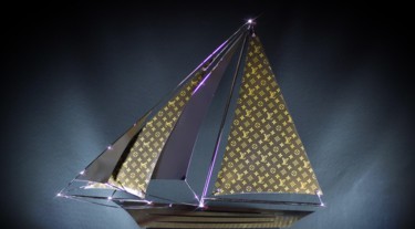 Rzeźba zatytułowany „Boat Louis Vuitton…” autorstwa Arcanis, Oryginalna praca, Skóra