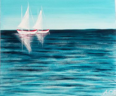 Peinture intitulée "La mer,le ciel et l…" par Anna Orion, Œuvre d'art originale