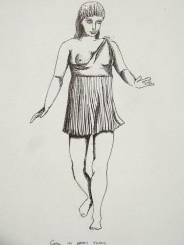 Drawing titled "greecian.girl.jpg" by Archaeological Illustration, Original Artwork