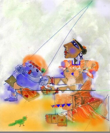 Malerei mit dem Titel "swing" von Archana Sharma, Original-Kunstwerk