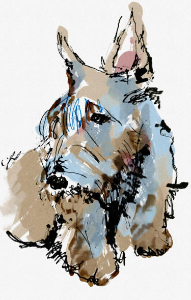 Vatson Scotch Terrier Digitale Künste mit dem Titel "Vatson Scotch Terri…" von Irina Yazeva, Original-Kunstwerk, Digitale Malerei