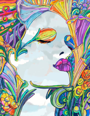 Abstract female portrait Digital Arts titled "Abstract female por…" by Irina Yazeva, Original Art, Digital Painting