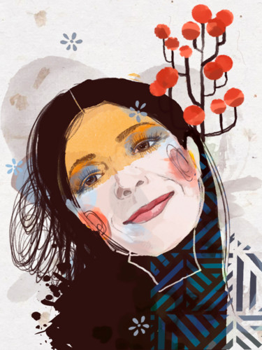 Arte digitale intitolato "Girl power - snow p…" da Irina Yazeva, Opera d'arte originale, Pittura digitale
