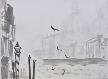 Pittura intitolato "Venise, au vol de b…" da Giulia Archer, Opera d'arte originale, Acquarello
