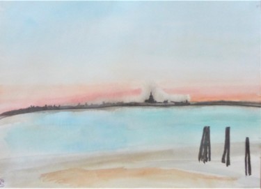 Pintura intitulada "Venise, la lagune" por Giulia Archer, Obras de arte originais, Aquarela