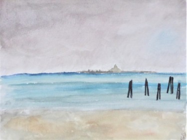 Malerei mit dem Titel "Venise à l'horizon" von Giulia Archer, Original-Kunstwerk, Aquarell