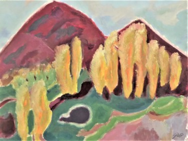 Painting titled "les collines de la…" by Giulia Archer, Original Artwork, Oil