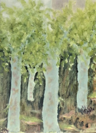 Painting titled "arbres joyeux" by Giulia Archer, Original Artwork, Oil