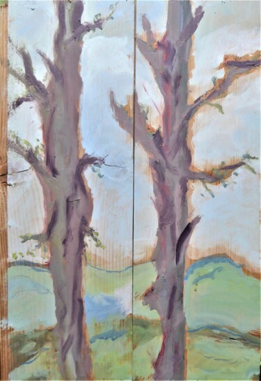 「deux arbres」というタイトルの絵画 Giulia Archerによって, オリジナルのアートワーク, オイル