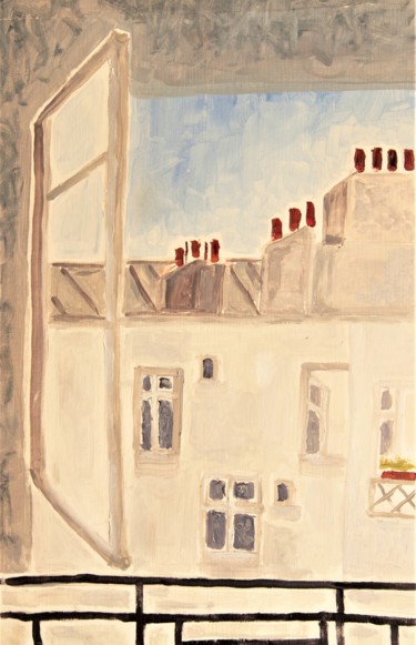 Painting titled "Paris 14ème (2)" by Giulia Archer, Original Artwork, Oil Mounted on Other rigid panel