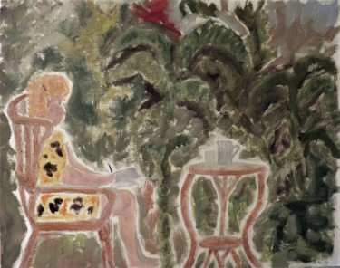 Pittura intitolato "le the au jardin" da Giulia Archer, Opera d'arte originale, Olio