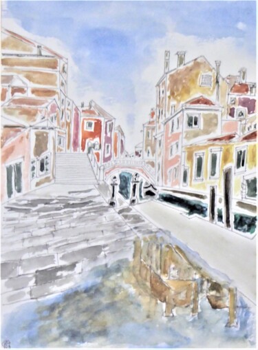 Malerei mit dem Titel "Venise après la plu…" von Giulia Archer, Original-Kunstwerk, Aquarell