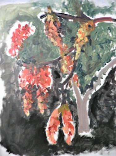 Peinture intitulée "duo de l'acacia 2" par Giulia Archer, Œuvre d'art originale, Huile Monté sur Panneau de bois