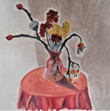 Painting titled "bouquet d'automne" by Giulia Archer, Original Artwork, Oil Mounted on Other rigid panel