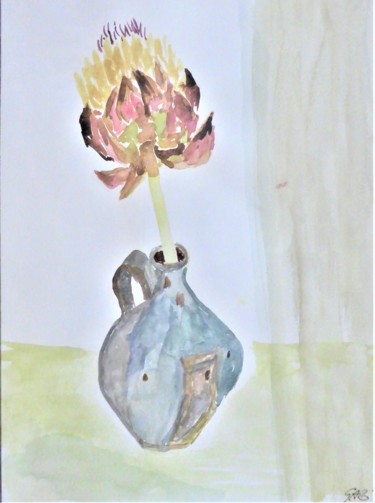 Peinture intitulée "l'artichaud solitai…" par Giulia Archer, Œuvre d'art originale, Aquarelle