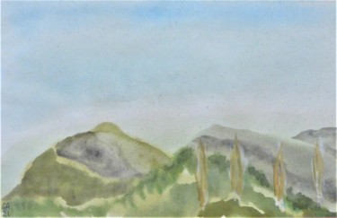 Painting titled "la colline en face" by Giulia Archer, Original Artwork, Watercolor