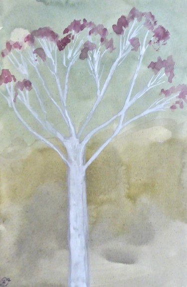 Pittura intitolato "l'arbre blanc" da Giulia Archer, Opera d'arte originale, Acquarello
