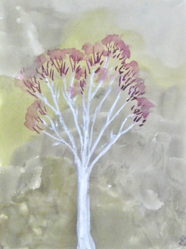 Peinture intitulée "l'arbre blanc 2" par Giulia Archer, Œuvre d'art originale, Aquarelle
